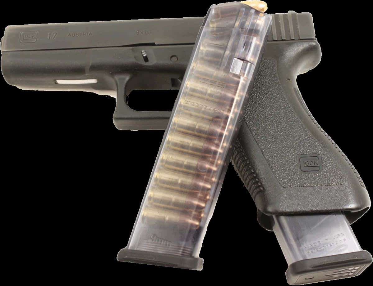 Glock17 Semi Automatic Pistol PNG with transparent background