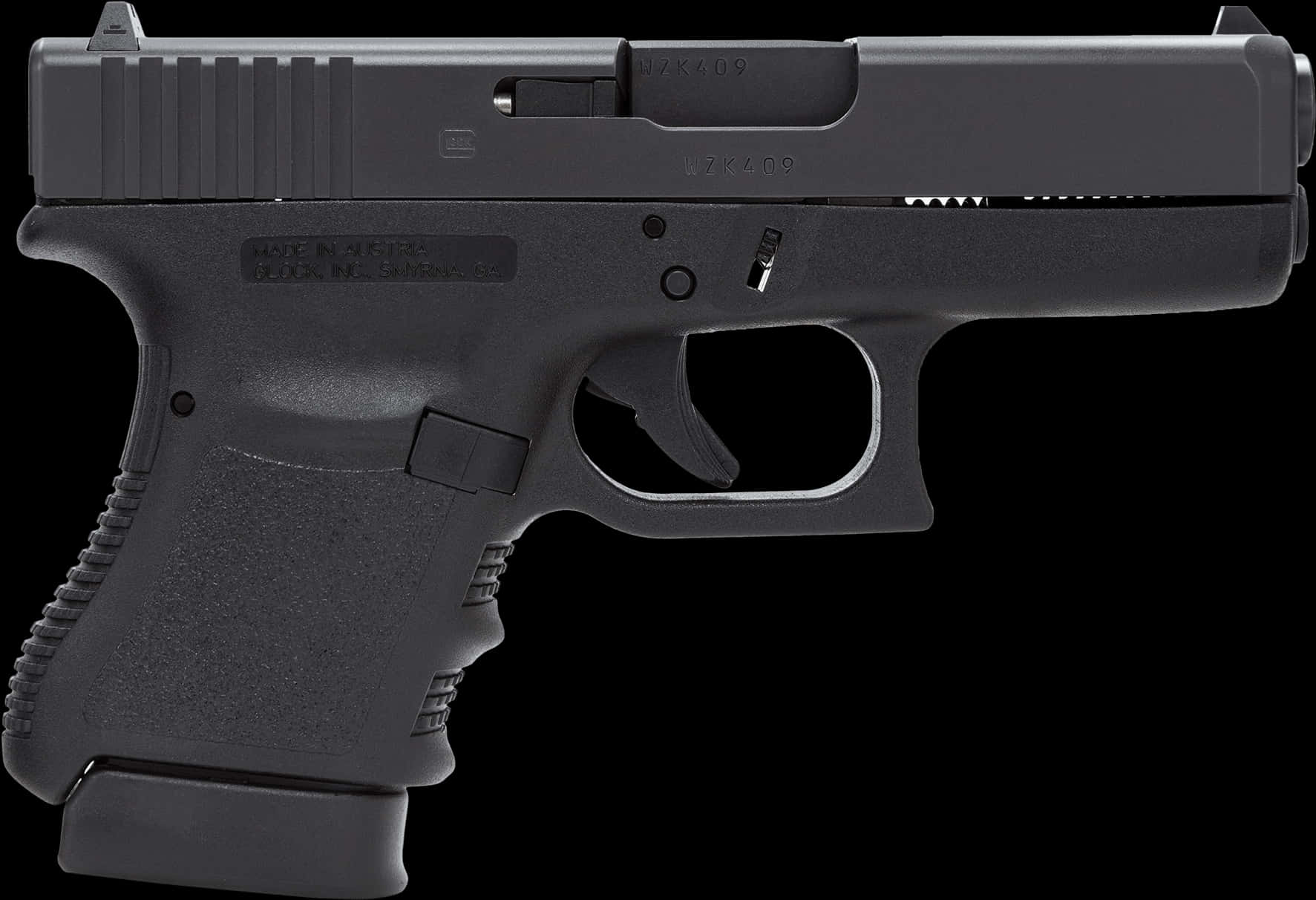Glock19 Gen4 Side View PNG with transparent background