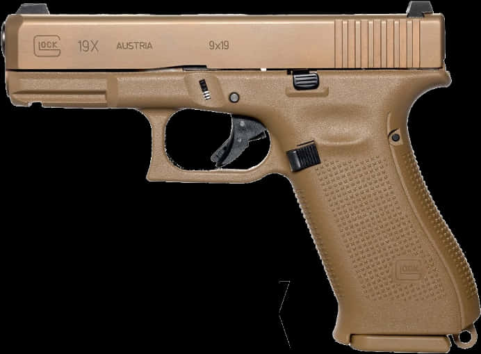 Glock19 X Pistol Tan PNG with transparent background
