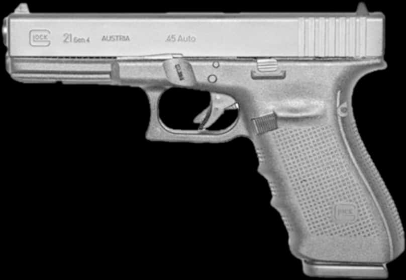 Glock21 Gen4 Side View PNG with transparent background