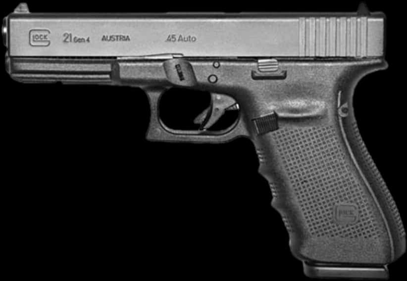 Glock21 Gen4 Side View PNG with transparent background