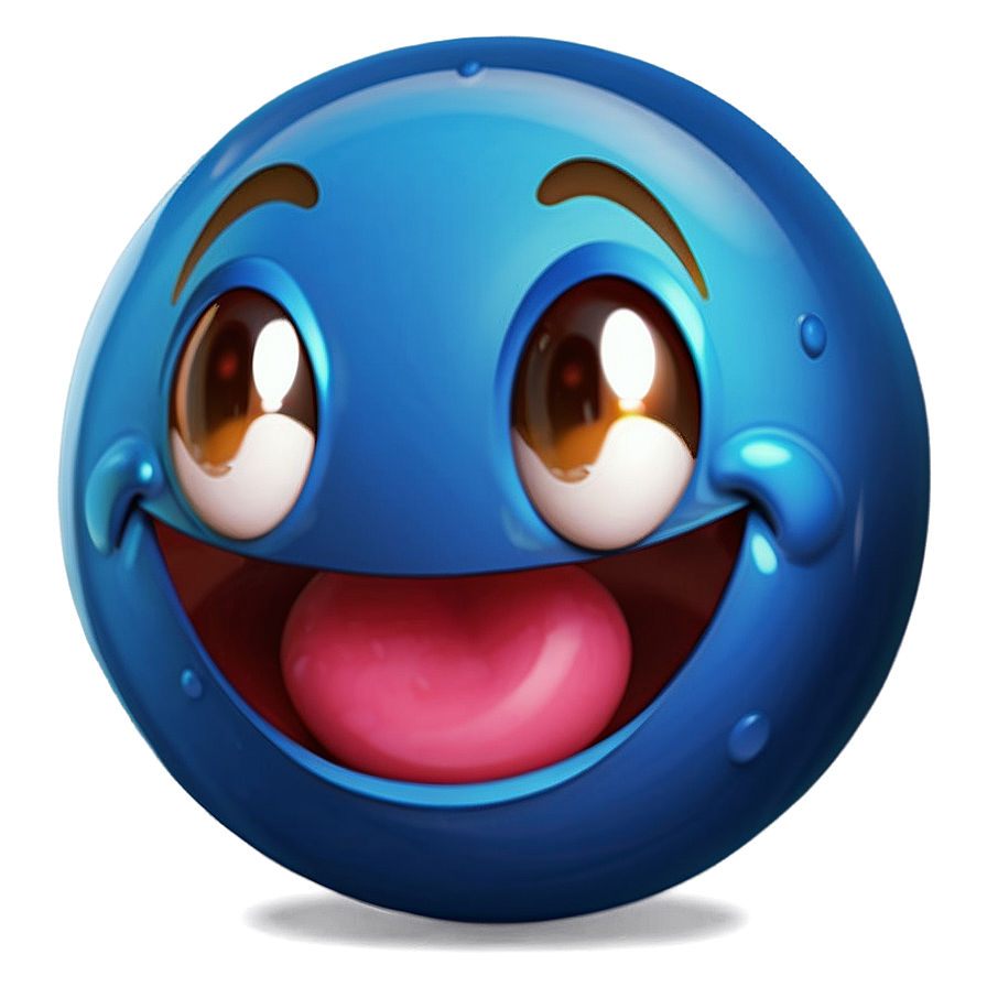 Glossy Blue Cheerful Emoji Png 06292024