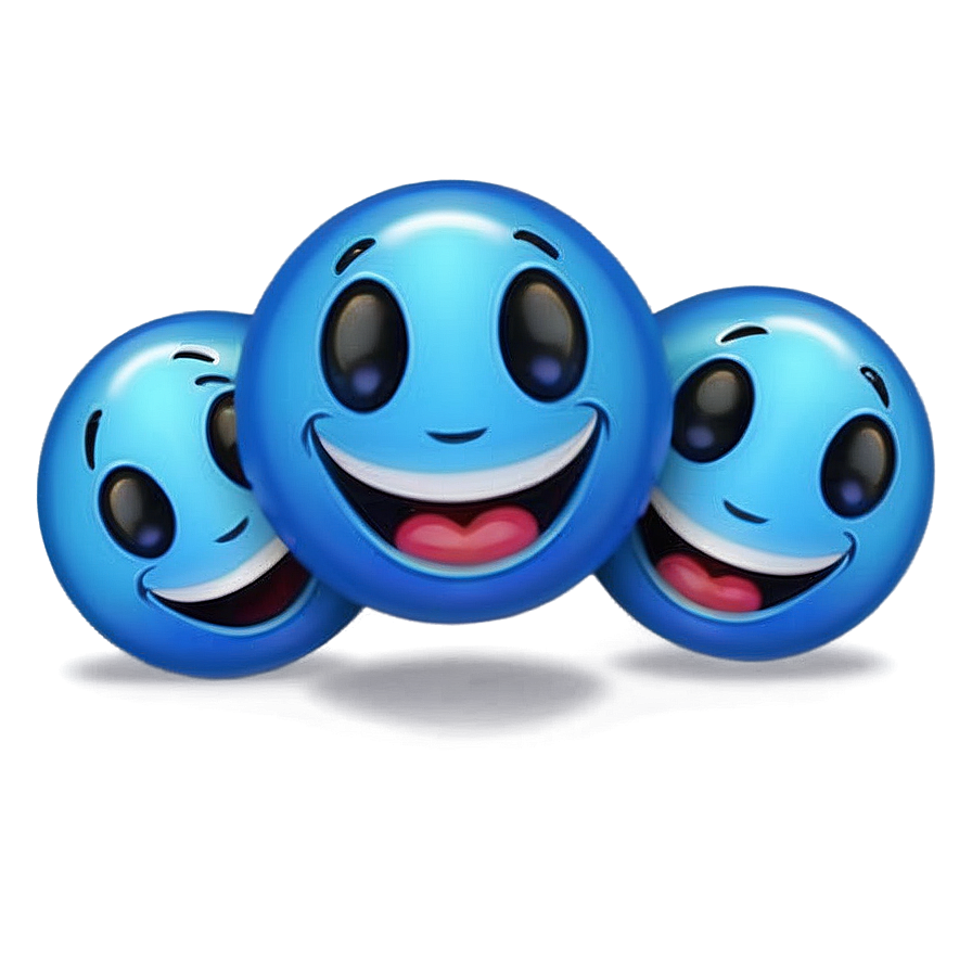 Glossy Blue Cheerful Emoji Png Qmm