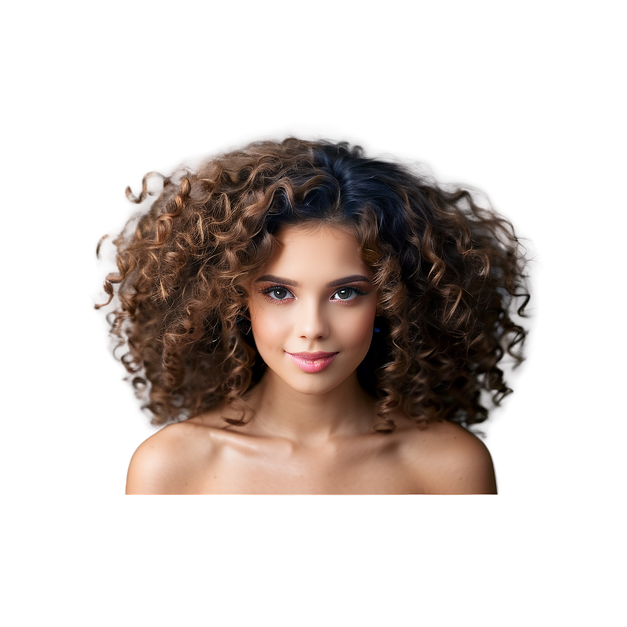 Glossy Curly Hair Look Png 05242024