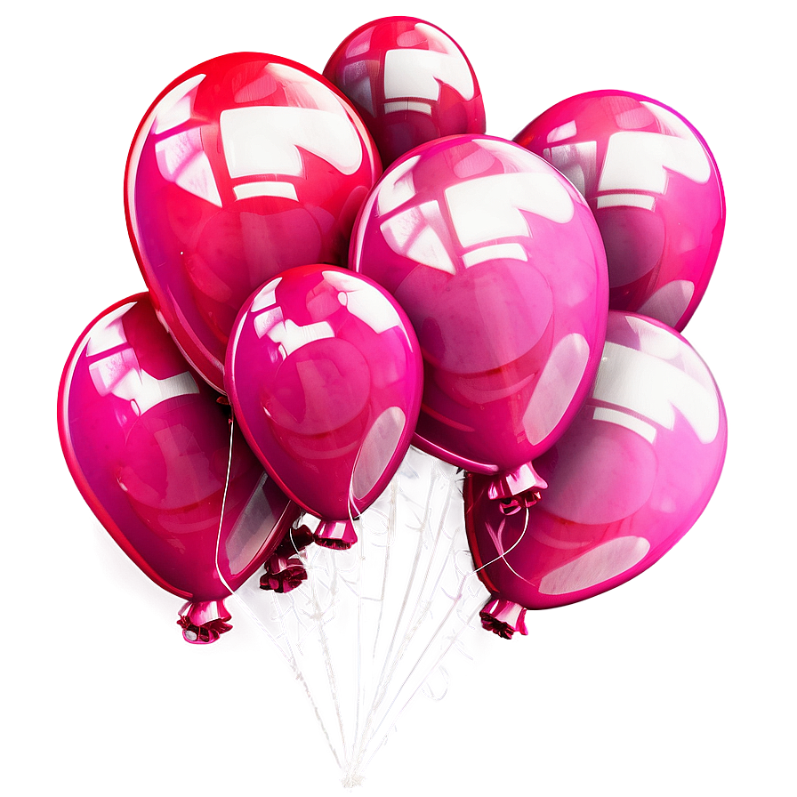 Glossy Pink Balloons Bunch Png 30