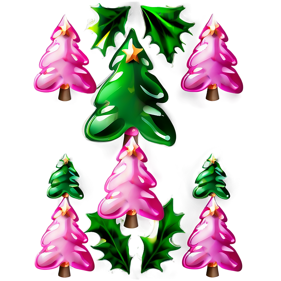 Glossy Pink Christmas Tree Png Hag13