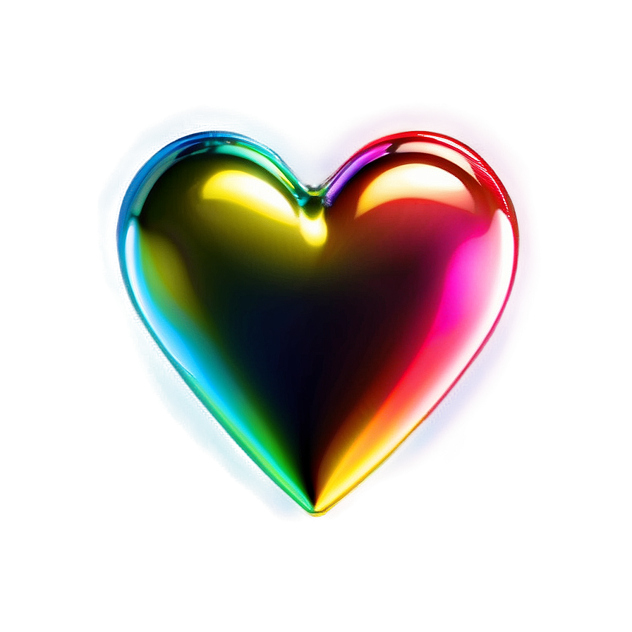 Glossy Rainbow Heart Png 06252024