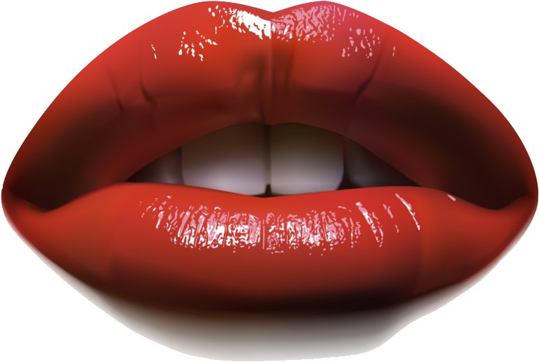Glossy Red Lips PNG with transparent background