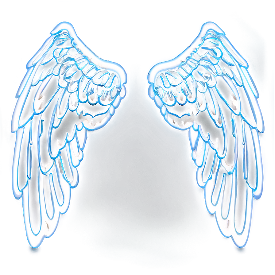 Glowing Angel Wings Outline PNG lec34 PNG with transparent background