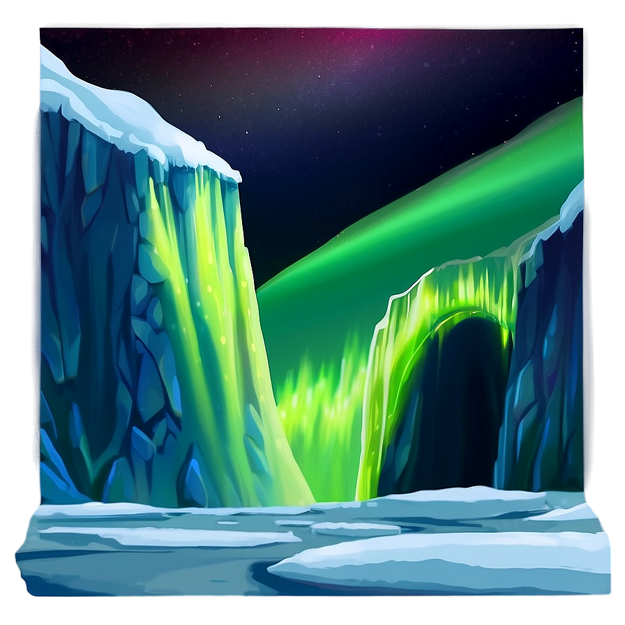 Glowing Aurora Over Glacier Png 43