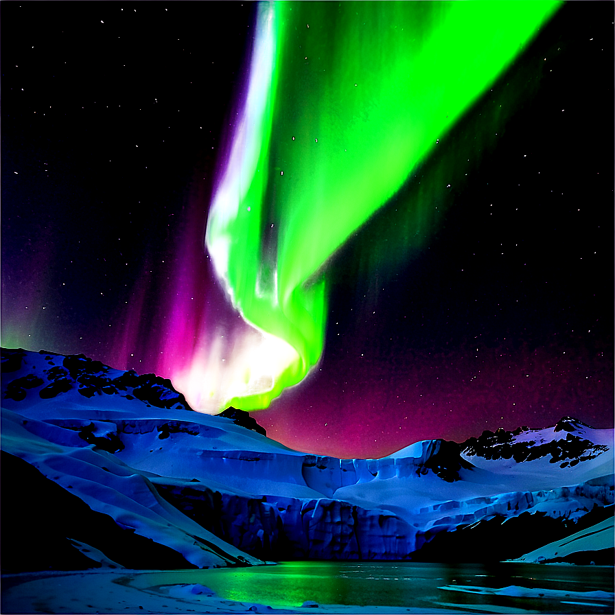 Glowing Aurora Over Glacier Png Dto10