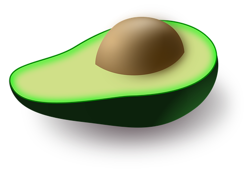 Glowing Avocado Half PNG with transparent background