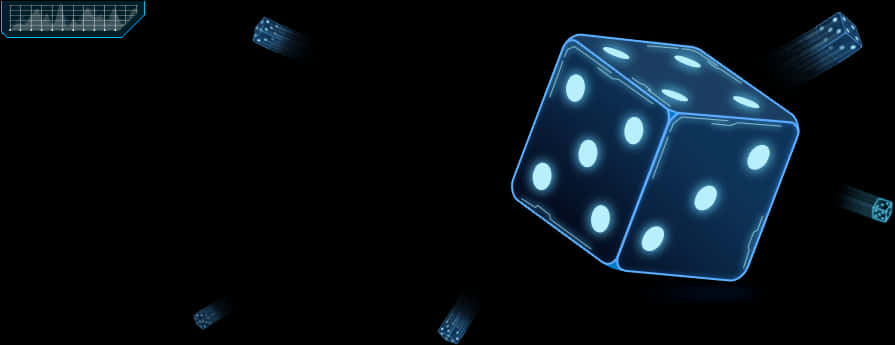 Glowing Blue Dicein Darkness PNG image with a transparent background, free high-resolution download