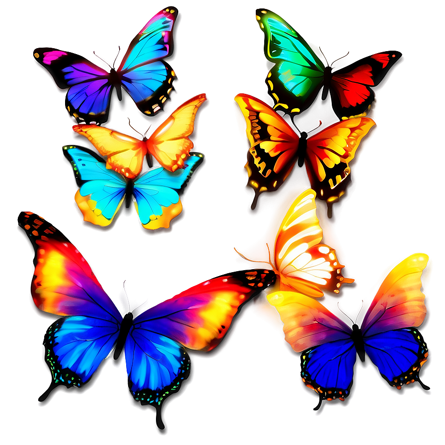 Glowing Butterflies Png Vkp