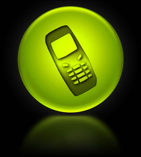 Glowing Cellphone Iconon Black Background