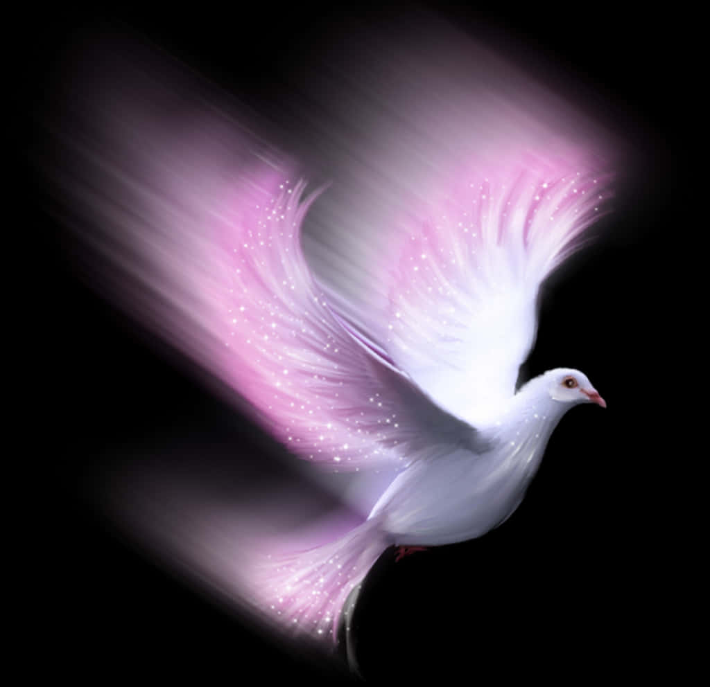 Glowing Dovein Flight PNG with transparent background