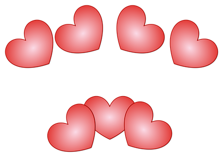 Glowing Hearts Black Background