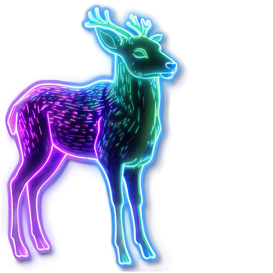 Glowing Neon Deer Png Afk56