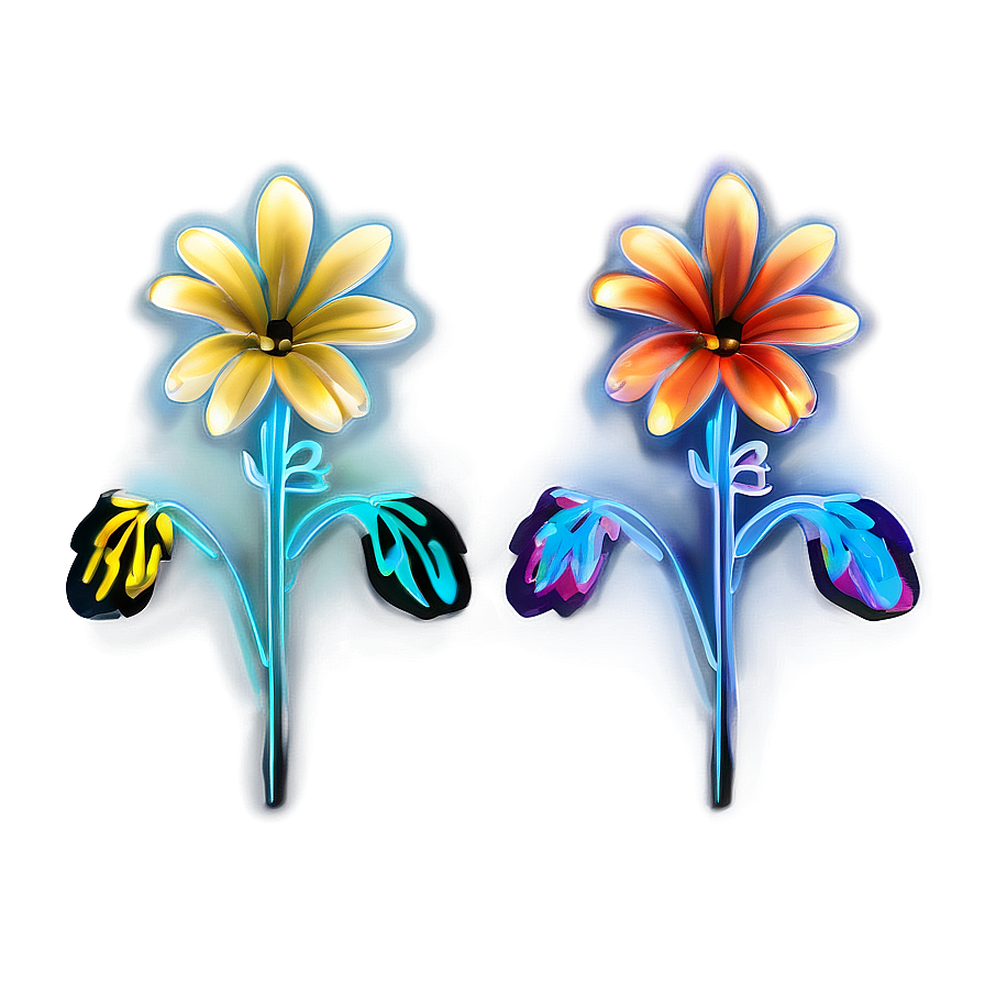 Glowing Neon Flowers Png 04292024