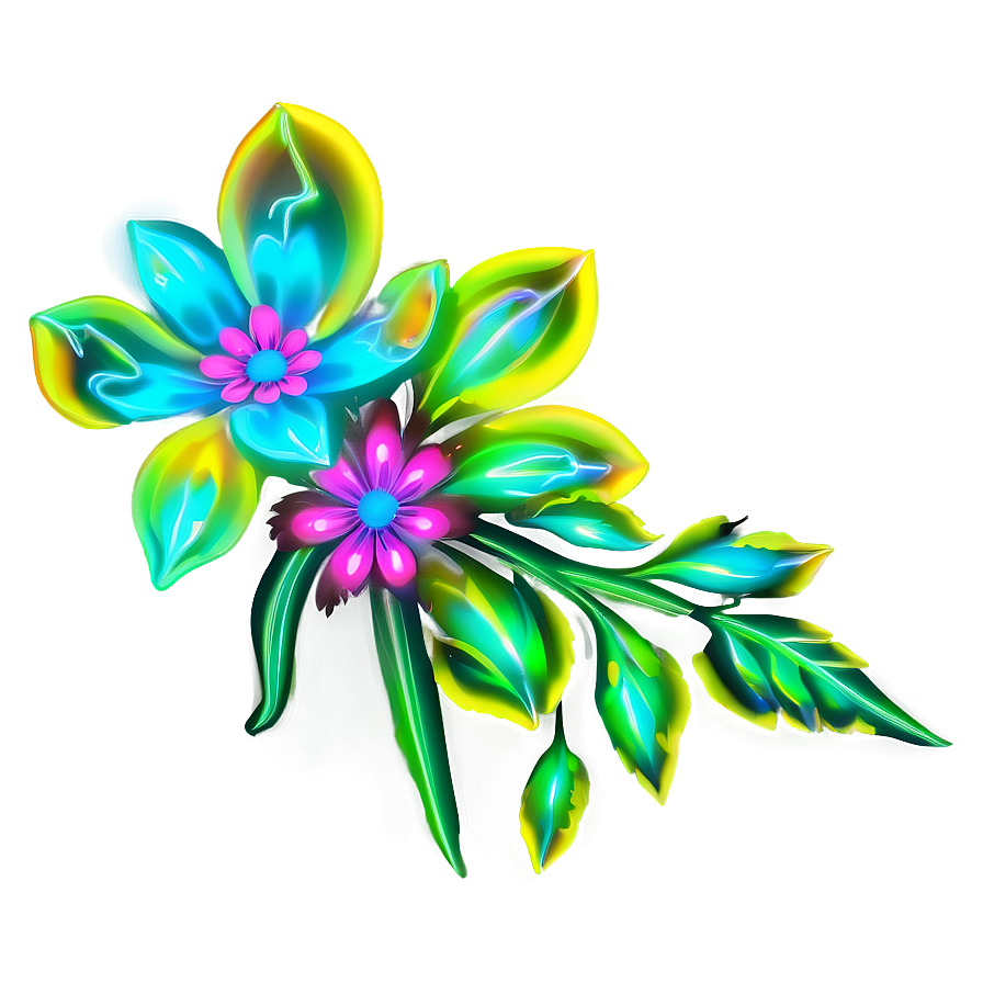 Glowing Neon Flowers Png Hwj9