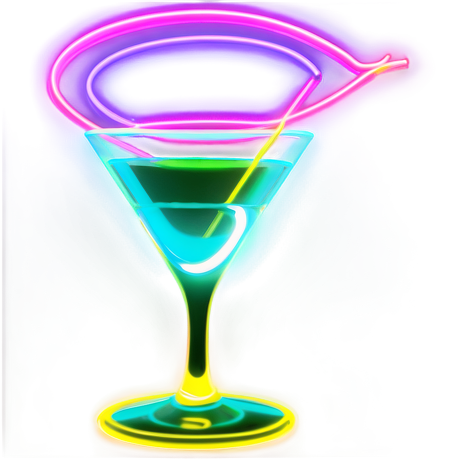 Glowing Neon Martini Sign Png 05242024