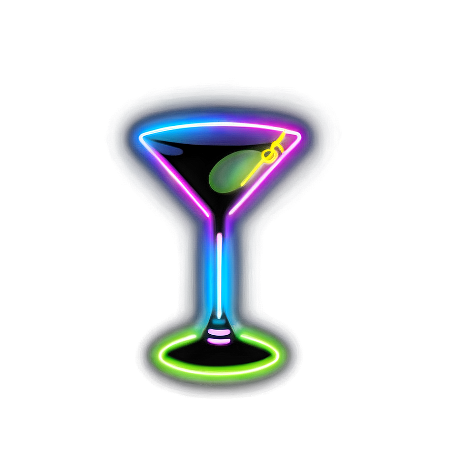 Glowing Neon Martini Sign Png Mss