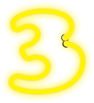 Glowing Neon Number Three PNG with transparent background