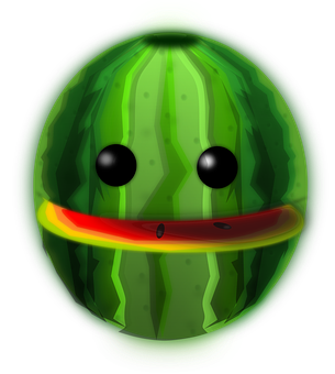 Glowing Smiling Watermelon PNG image with a transparent background, free high-resolution download