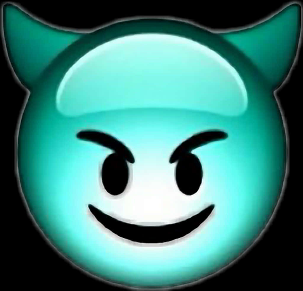 Glowing Teal Devil Emoji PNG image with a transparent background, free high-resolution download