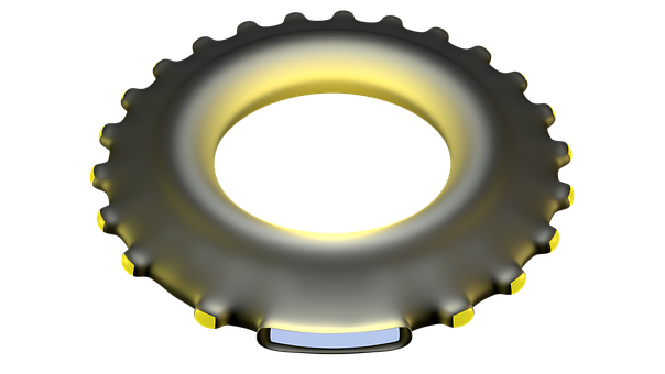 Glowing U F O Gear Design PNG with transparent background