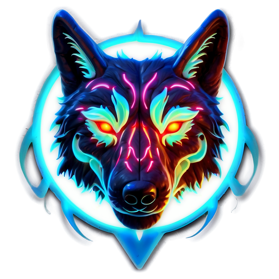 Glowing Wolf Head Neon Sign Png 23