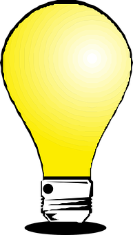 Glowing Yellow Lightbulb Illustration PNG with transparent background