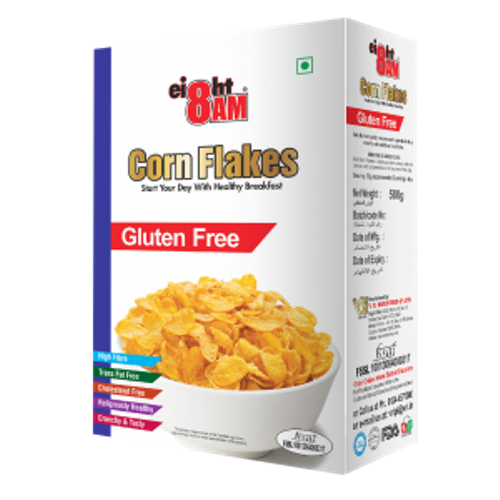 Gluten Free Corn Flakes Cereal Box PNG image with a transparent background, free high-resolution download