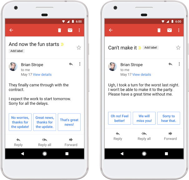 Gmail Smart Reply Feature Comparison