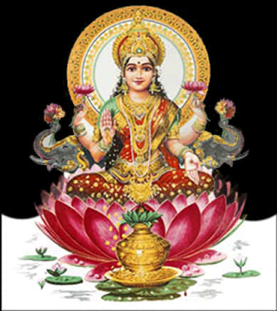 Goddess_ Lakshmi_ Seated_on_ Lotus