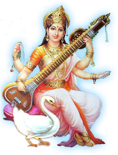 Goddess_ Saraswati_with_ Veena_and_ Swan