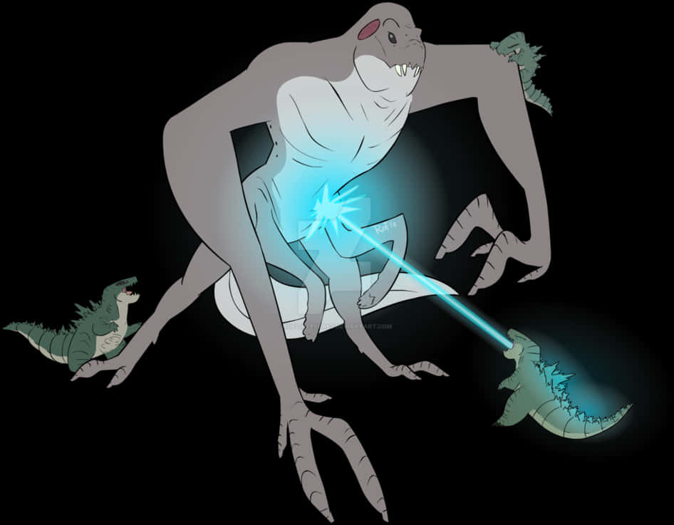 Godzillavs Mecha Godzilla Artwork PNG with transparent background