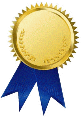 Gold Award Medalwith Blue Ribbon.png PNG with transparent background