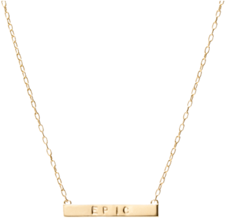 Gold Bar Chain Necklace Epic Engraving