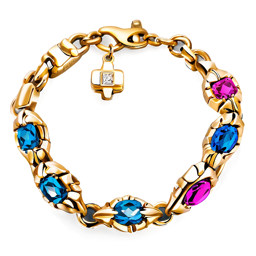 Gold Bracelet With Charms Png 35