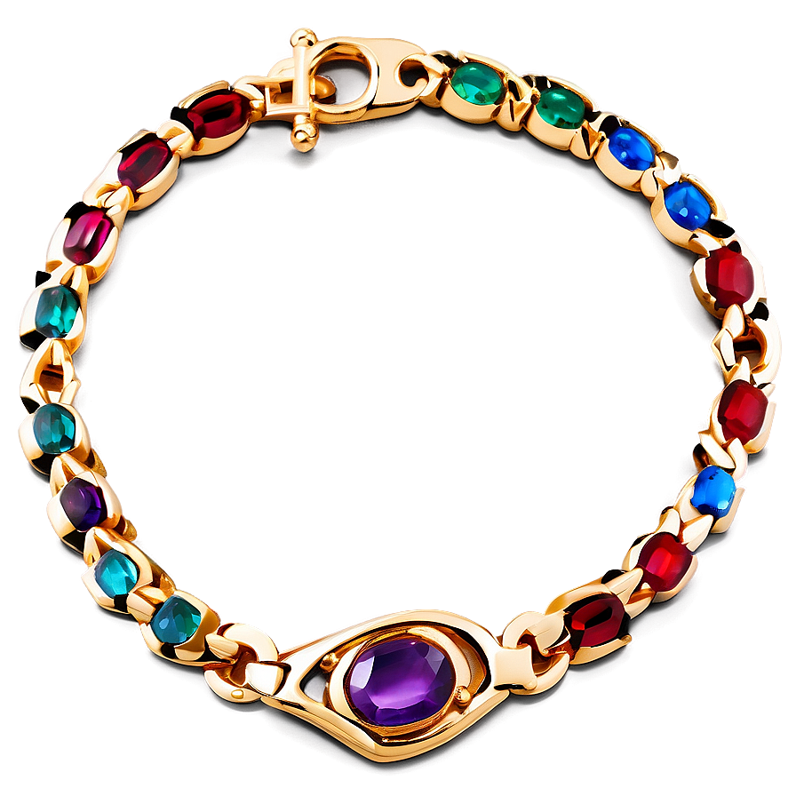 Gold Bracelet With Precious Stones Png 93