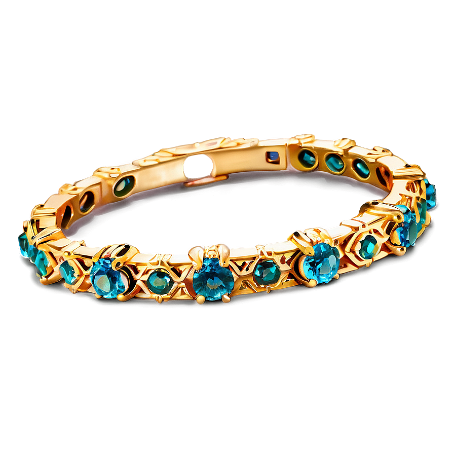 Gold Bracelet With Precious Stones Png Elr71