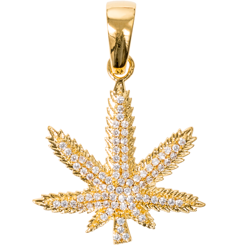 Gold Cannabis Leaf Pendant Gangster Style