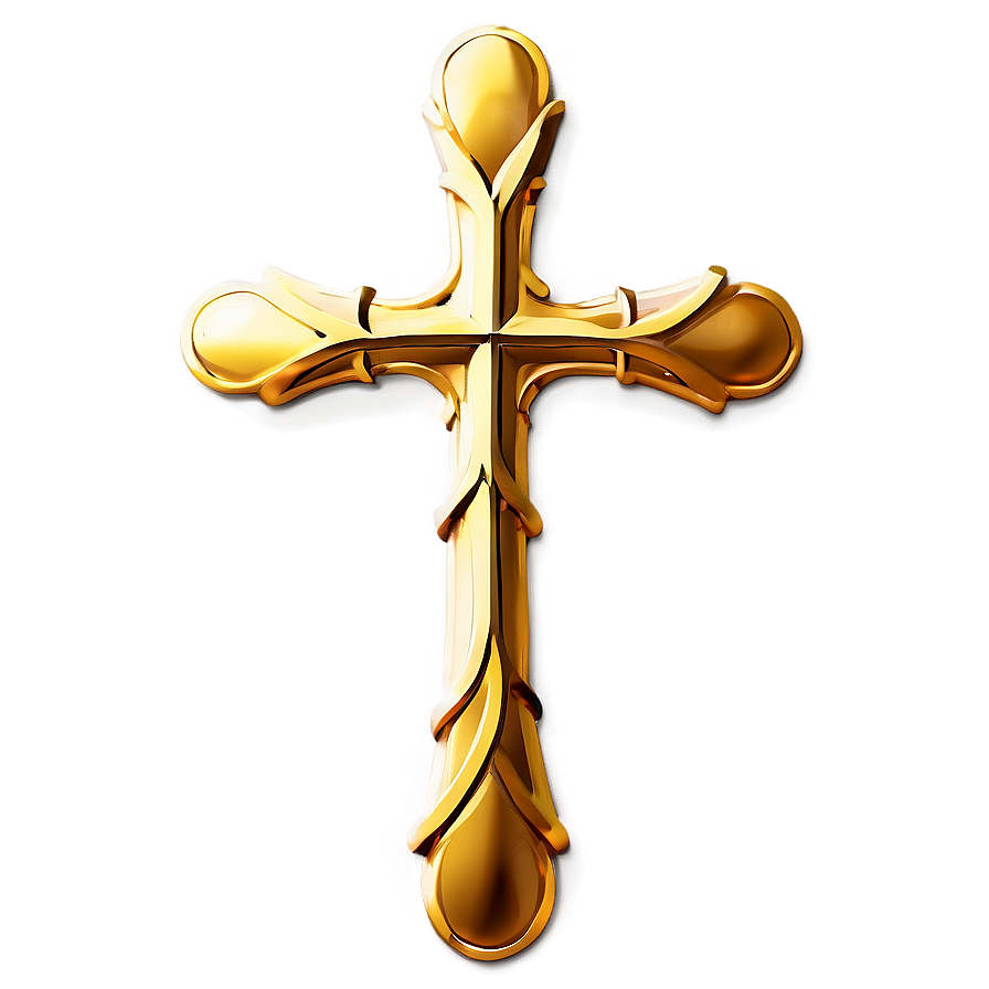 Gold Catholic Cross Design Png 3