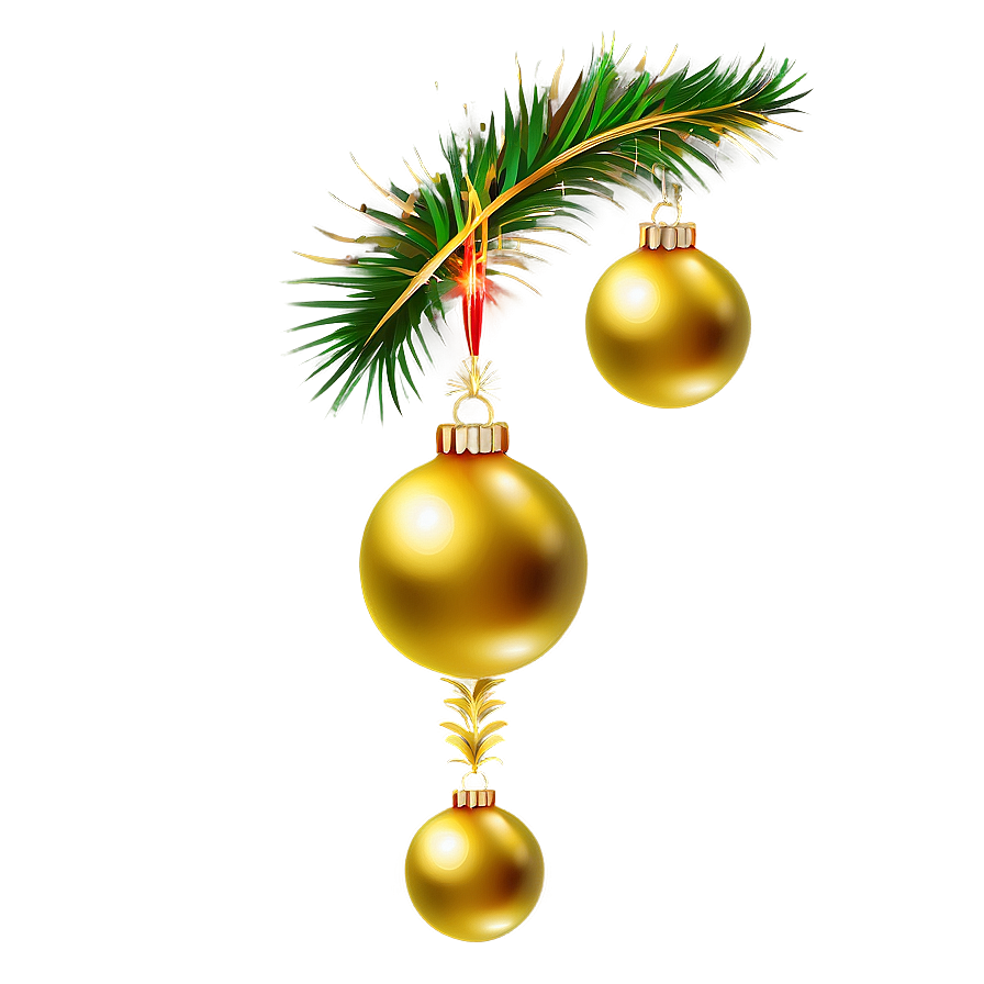 Gold Christmas Ornaments Png 05032024