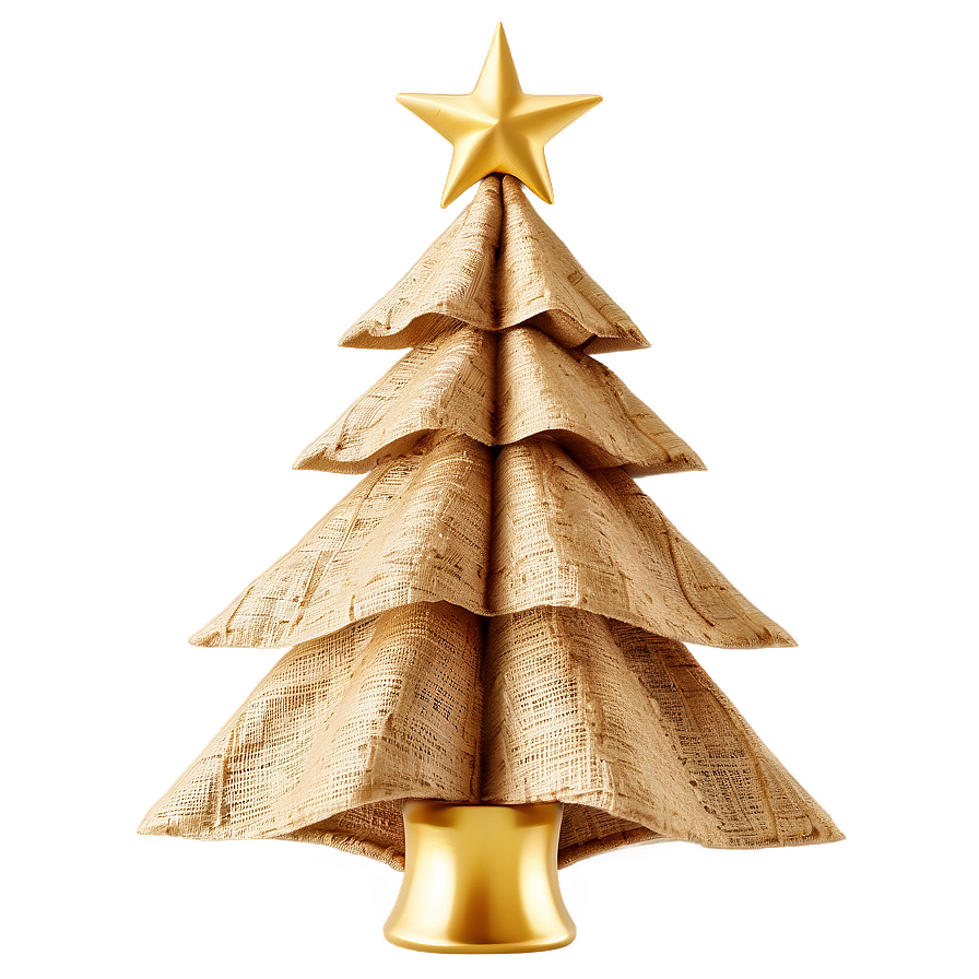 Gold Christmas Tree With Burlap Accents Png Nwr27