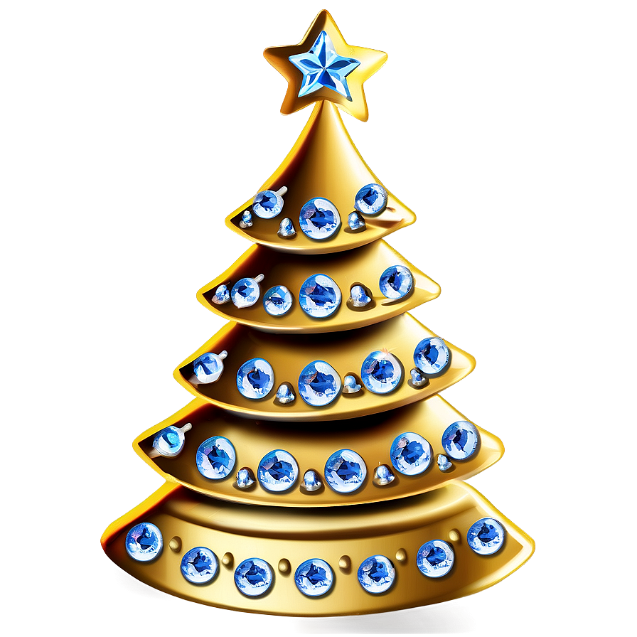 Gold Christmas Tree With Crystal Ornaments Png 06282024