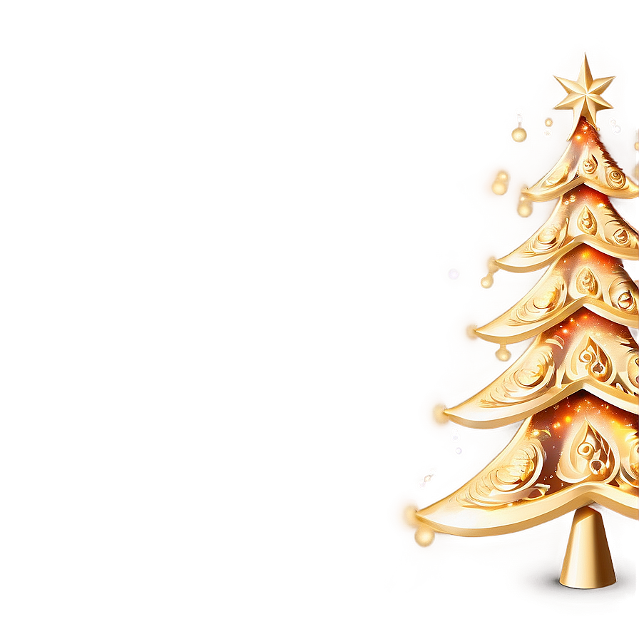 Gold Christmas Tree With Sunset Glow Png Dmf19