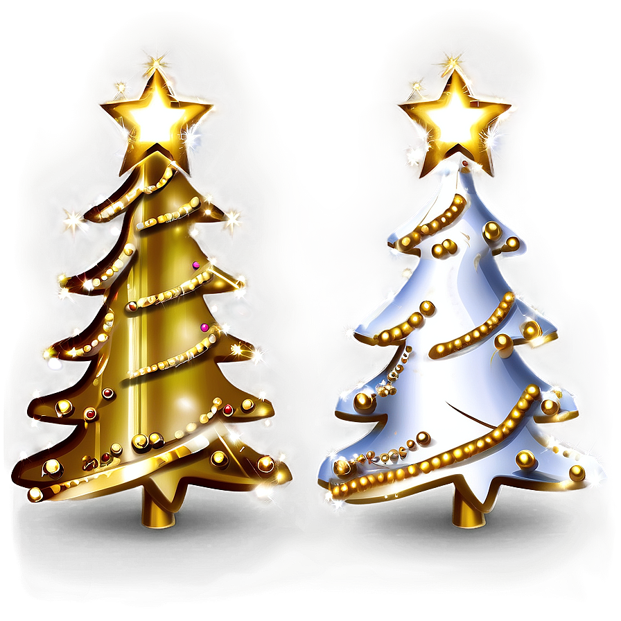 Gold Christmas Tree With Twinkling Lights Png Gvi