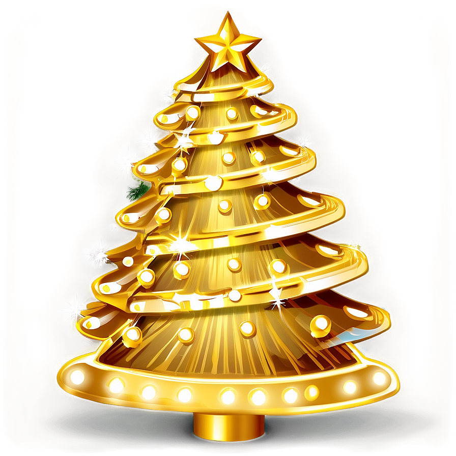 Gold Christmas Tree With Twinkling Lights Png Luv